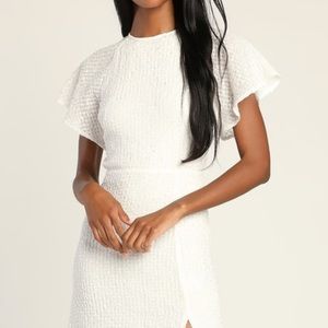 Lulu’s White Textured Backless Dress